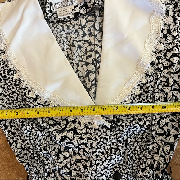 Vintage 80s Dress size 14 Liz Roberts Butterfly Print With While Collar - Picture 5 of 7